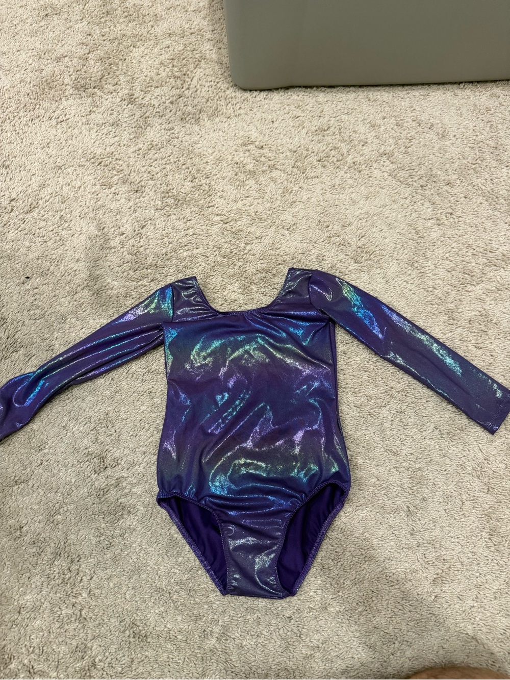 Girls Purple Metallic Gymnastics Leotard Size 120 Long Sleeve Shimmer